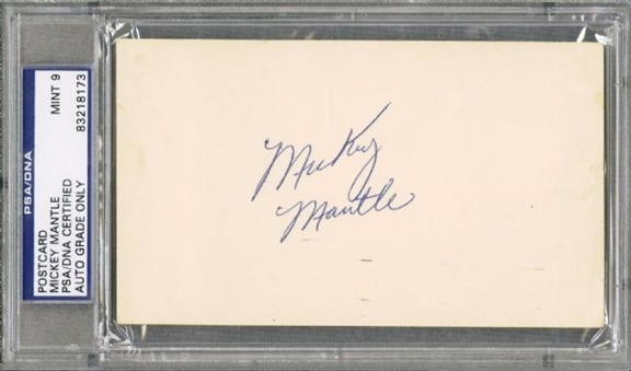 1951 Mickey Mantle Rookie Signed Government Postcard (Graded PSA 9)